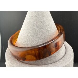 Vintage Bangle Bracelet Brown Acrylic 8.5"